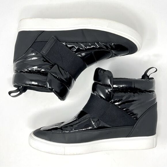 JF Sinead Patent Nylon Black Arctic Lite Strap Puffy Boot High Top Sneaker 10 - Picture 4 of 11